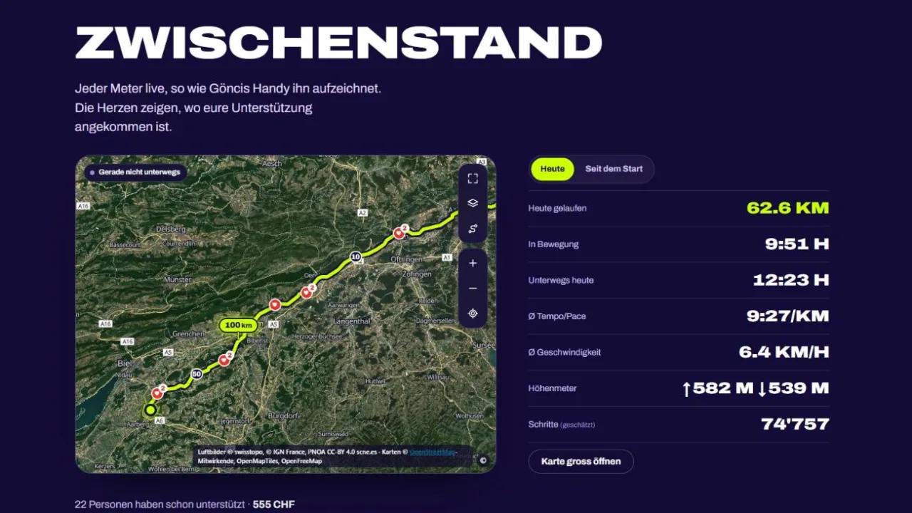 Mitfiebern, wo Gönci gerade läuft.